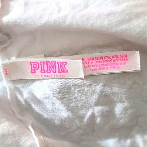 PINK by VS Crop Bandeau Top Size Medium White Red Stripes - Picture 2 of 5